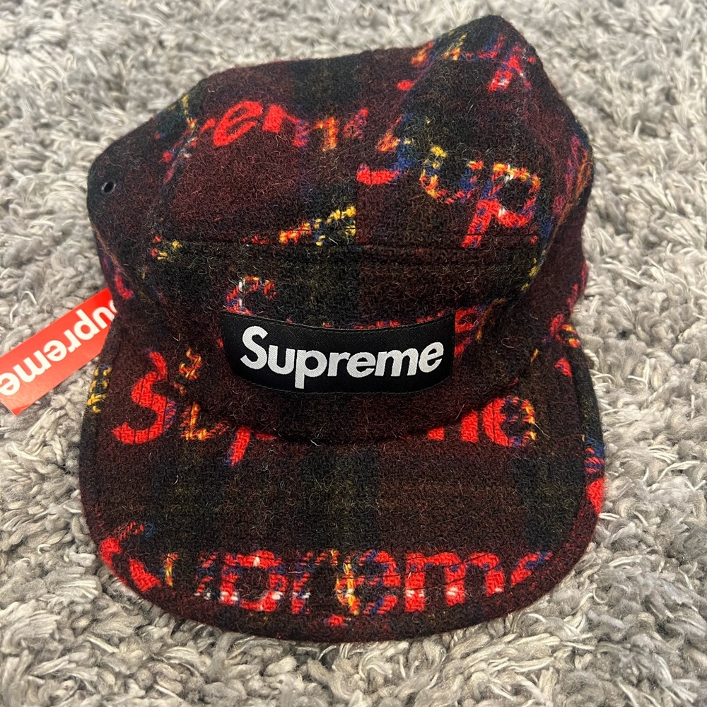 Supreme x Harris Tweed Camp Cap - Red Plaid